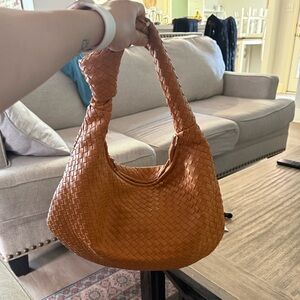 Melie Bianco Tan Woven Hobo Bag